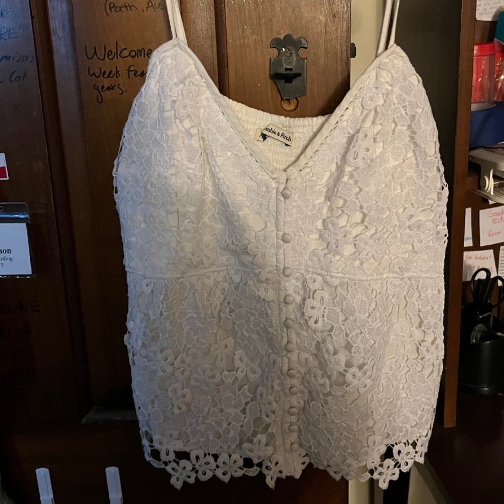 Abercrombie & Fitch White Floral Lace Camisole Top